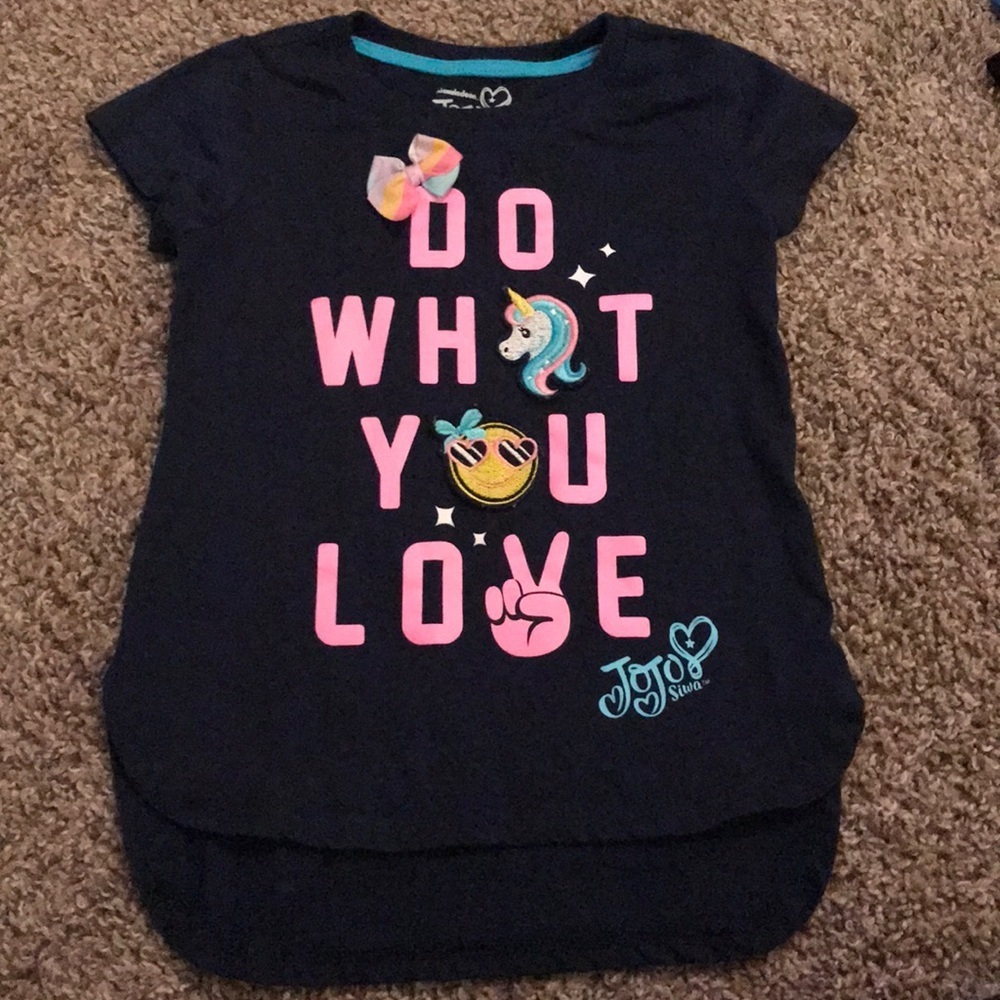 Nickelodeon JoJo Siwa Blue Tee Shirt Pink Wording